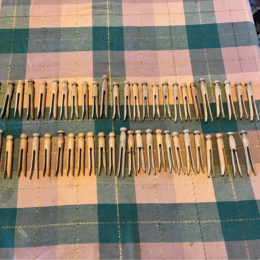 50 Vintage Wooden Clothespins